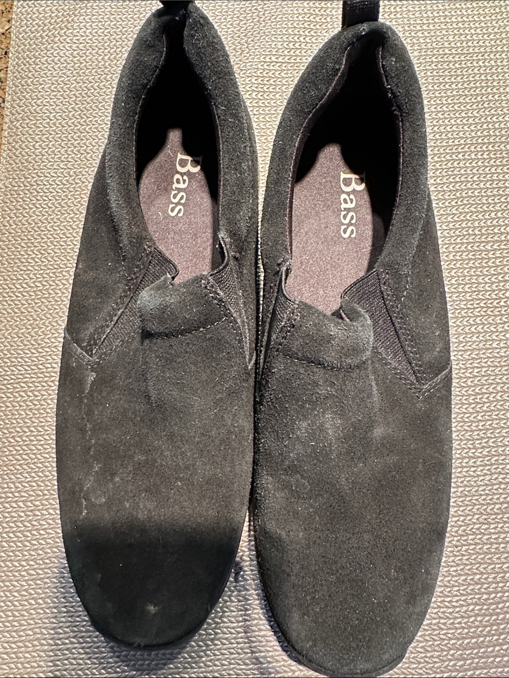 Bass Black Suede Slip-On Loafers